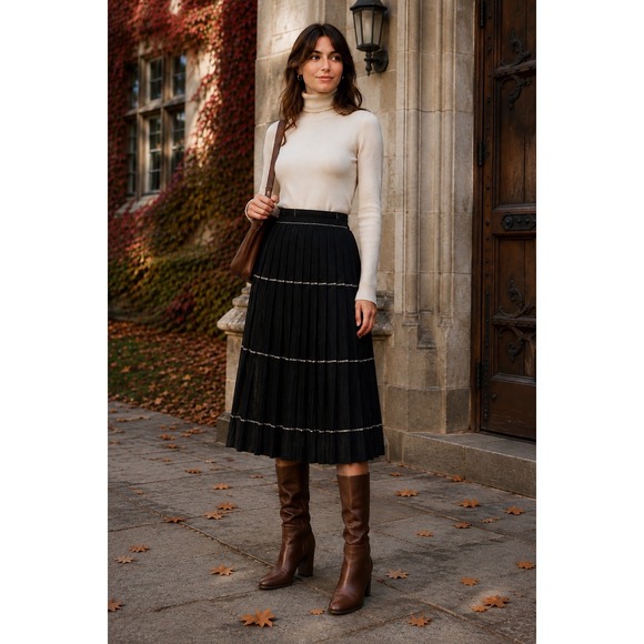 Pendleton Dresses & Skirts - Vintage Pendleton 100% Virgin Wool Pleated Midi Skirt Dark Academia Sz S *FLAW